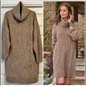 Sundance Koko Cowl Neck Sweater Dress XL Chai Tan